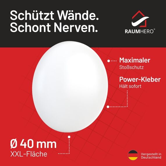 Raumhero 2x Türstopper Wand selbstklebend - (Made in Germany) - Türpuffer Wand - Idealer Wandschutz - Door Stopper, Wandpuffer, Türgriff Stopper