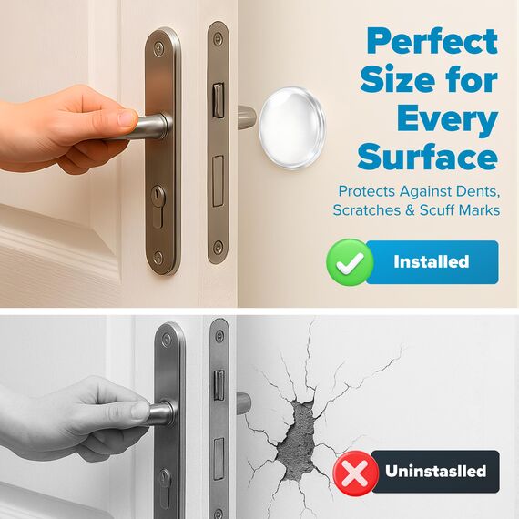 Strongest Home Wand- & Türgriffstopper 5,1 cm Set mit 10 Stück Klar Gummi Türknauf Runde Wandschild Kissen Leise Wandschutz für Türgriff Guard Door Bumper Selbstklebend