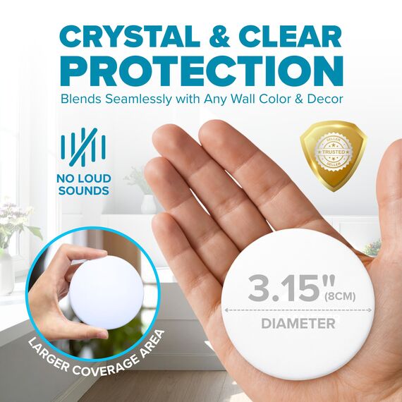 Strongest Home Wand- & Türgriffstopper, 8 cm, Set, 5 Stück, weißer Gummitürknopf, runde Wandschutzplatte. Leiser Wandschutz für Türgriff, Sicherheitstür, Stoßfänger, Wandschutz, Schalldämpfer