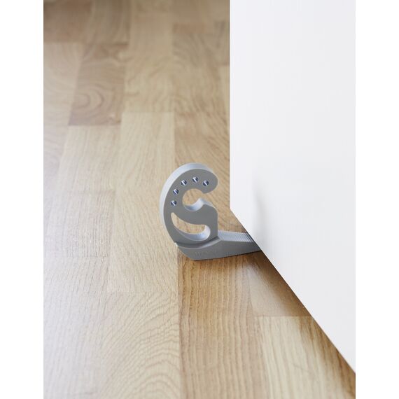 WENKO Multi-Stop, Flexibler Türstopper und Fensterstopper mit vielen Funktionen aus hochwertigem Kunststoff, für Türen, Fenster und Schubladen als Puffer und Klemmschutz, 11,8 x 7,7 x 2,5 cm, Grau