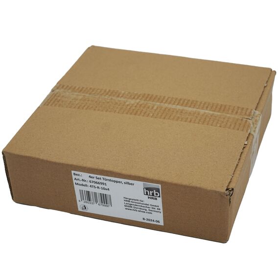 HRB Türstopper 4er Set, Edelstahl massiv - Schwerer Türstopper Boden 1,2 Kg/Stk., Door Stopper im modernen Design versehen mit Gummiring zum Schutz der Türen