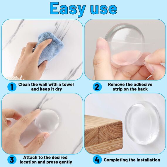 Royouzi 6 Stück Türstopper Wand - Türklinkenpuffer 40 X 8 MM Transparent - Türpuffer Wandschutz Türklinke Gummipuffer Selbstklebend - Door Stopper Für Bad, Tür, Wände