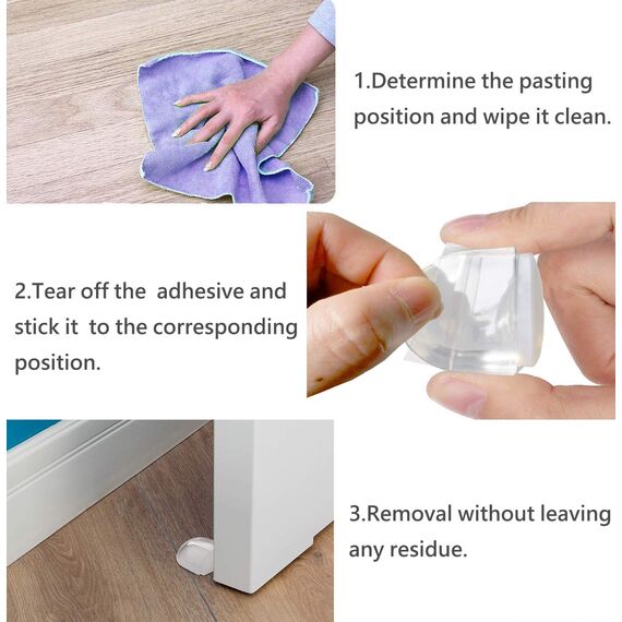 Hantoc 4er Set Türstopper Boden zum Kleben, Transparente Selbstklebende Bodentürstopper für alle Hartböden geeignet Türpuffer Boden Wandpuffer Zum Schutz Von Wand und Möbel