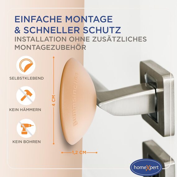 homeXpert Türstopper Wand Beige selbstklebend [10 Stück] - Ø 40 mm - kleiner Wandpuffer für Wandschutz - Türpuffer Wand für Türanschlag, Türgriffschutz, Türklinken Stopper