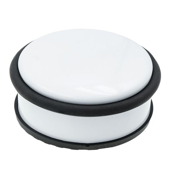 HRB Türstopper Edelstahl weiß glänzend 1 Stück massiv - Schwerer Türstopper Boden mit modernen Design, Door Stopper versehen mit Gummiring zum Schutz der Türen