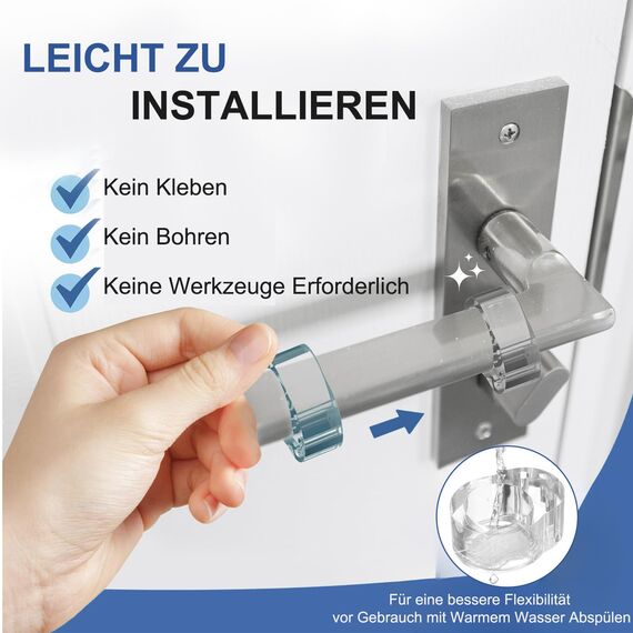 Türklinkenpuffer - 8er Set Türstopper Klinke, Transparente Türstopper für Türklinke, Türgriff und Fensterklinke Anschlagdämpfer Stopper zum Schutz vor Macken, Ø18mm, Für die meisten Türgriffe Geeignet