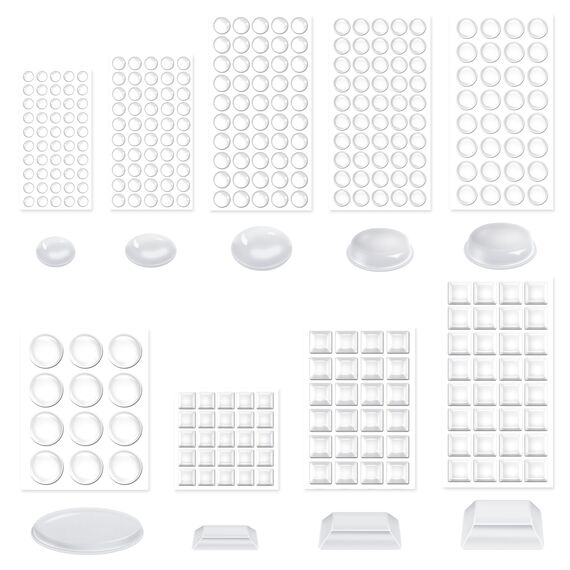 VABNEER Elastikpuffer Transparent Selbstklebend, Silikon Schutzpuffer Möbelpuffer Gummipuffer zur Lärmdämpfung Verhindern Rutschen und Kratzer (325, 6.4-20.6mm)