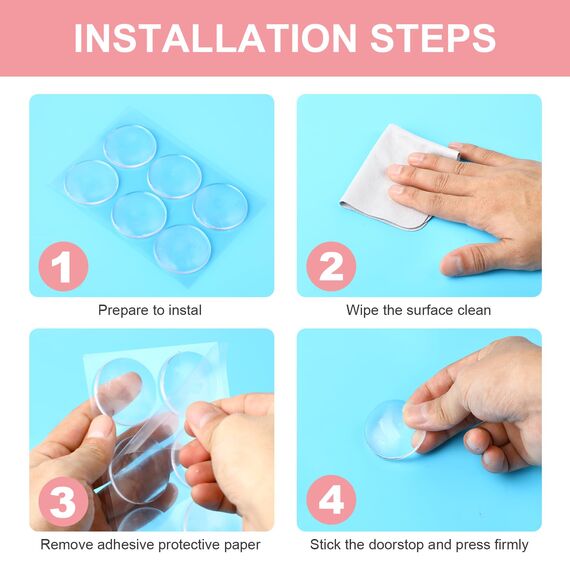 6 Stück Gummipuffer Selbstklebend, Türpuffer Transparent, türgriff schutz, türstopper gummi, Türstopper Wand Selbstklebend, Stoßdämpfend und geräuschlos, robust und langlebig