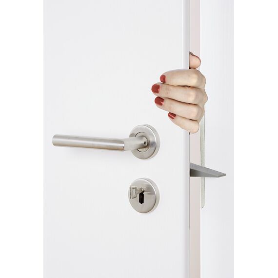 WENKO Multi-Stop, Flexibler Türstopper und Fensterstopper mit vielen Funktionen aus hochwertigem Kunststoff, für Türen, Fenster und Schubladen als Puffer und Klemmschutz, 11,8 x 7,7 x 2,5 cm, Grau
