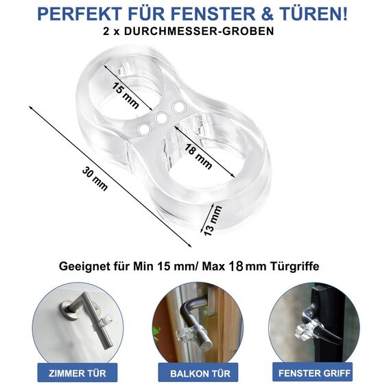 Buenotec Türstopper Klinke, 8 Stück Türklinkenpuffer Transparente Doppel Türstopper Türklinke – Türgriff Stopper Hochelastische Türgriff Schutz Von Wänden und Möbeln, Geeignet für Ø15mm-Ø18mm Türgriff