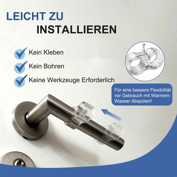 Buenotec Türstopper Klinke, 8 Stück Türklinkenpuffer Transparente Doppel Türstopper Türklinke – Türgriff Stopper Hochelastische Türgriff Schutz Von Wänden und Möbeln, Geeignet für Ø15mm-Ø18mm Türgriff