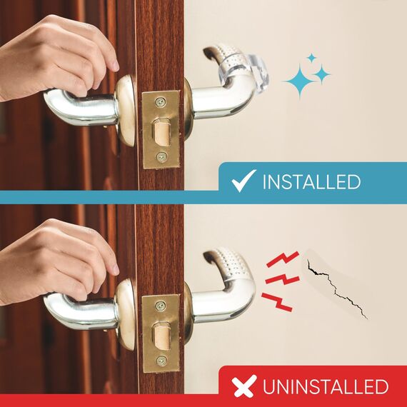 Strongest Home 8er-Pack Türstopper für Türgriffe - Transparente & unsichtbare Wandtürstopper, beschädigungsfreie Glastürstopper für Duschtüren, ohne Kleber, passend für alle Türgriffe