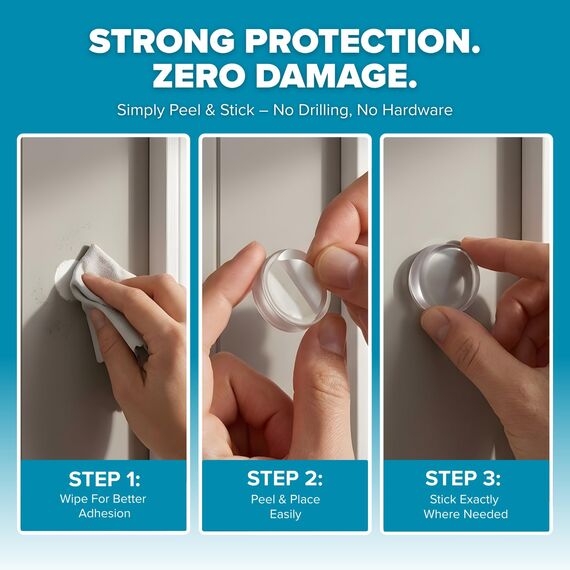 Strongest Home Wand-Türgriff-Stopper-Set. 12 Stück klarer Gummi-Türgriff, rundes Wandschild-Kissen. Quiet Wall Protector für Türgriff. Guard Door Bumper Wall Protector Schalldämpfer. Selbstklebend