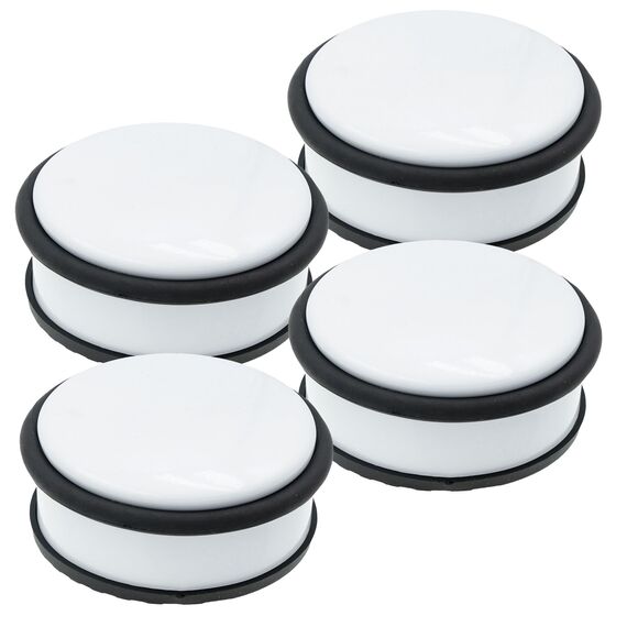 HRB Türstopper Edelstahl weiß 4 Stück massiv - Schwerer Türstopper Boden mit modernen Design, Door Stopper versehen mit Gummiring zum Schutz der Türen