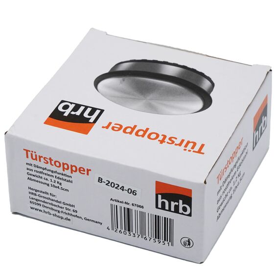 HRB Türstopper, Edelstahl massiv - Schwerer Türstopper Boden 1,2 Kg/Stk., Door Stopper im modernen Design versehen mit Gummiring zum Schutz der Türen