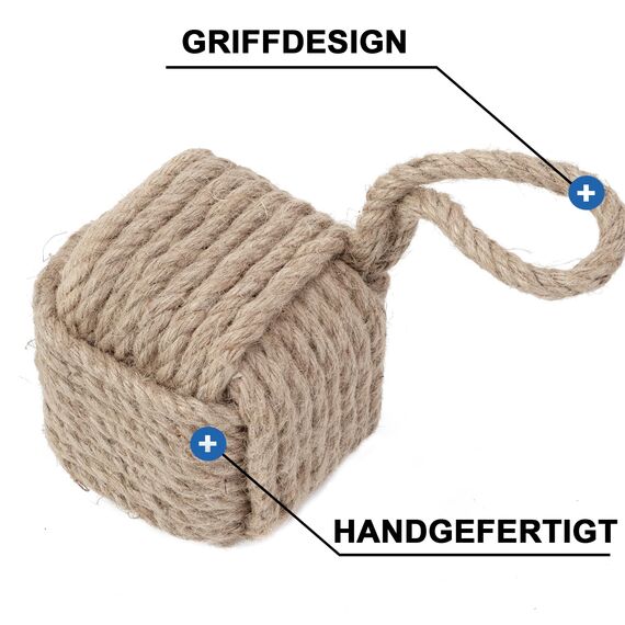 Forecronic Rope Knot Türstopper dekorative nautische handgefertigt mit Griff, Jute beschwert Innenraum Türstopper Seemannsknoten für Tür und Fenster - Quadratisch (12.7x12.7cm, 2kg)
