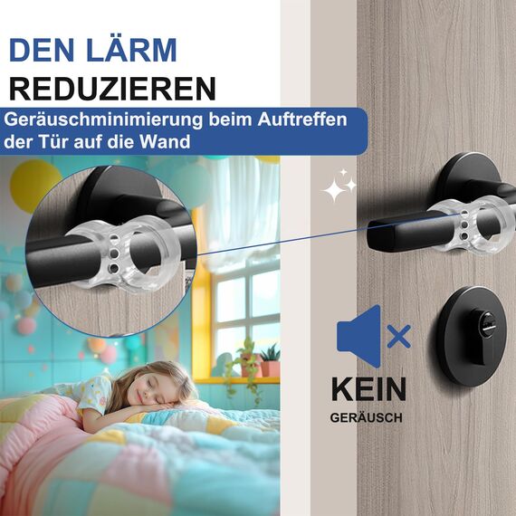 Buenotec Türstopper Klinke, 8 Stück Türklinkenpuffer Transparente Doppel Türstopper Türklinke – Türgriff Stopper Hochelastische Türgriff Schutz Von Wänden und Möbeln, Geeignet für Ø15mm-Ø18mm Türgriff