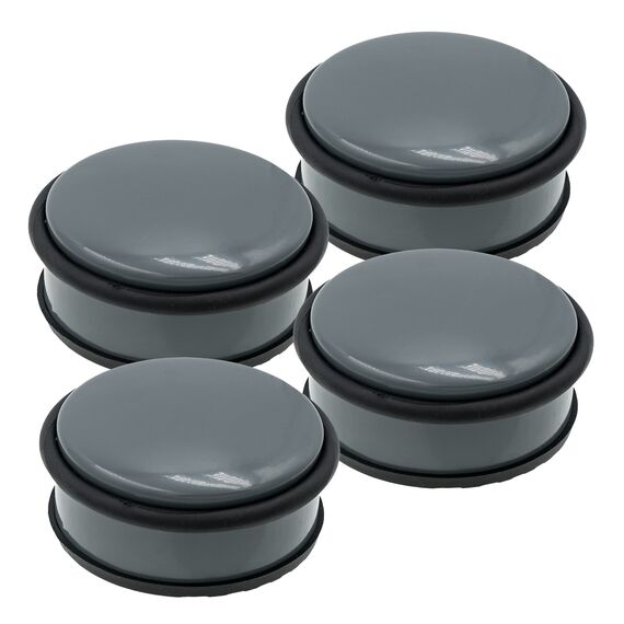 HRB Türstopper Edelstahl grau 4 Stück massiv - Schwerer Türstopper Boden mit modernen Design, Door Stopper versehen mit Gummiring zum Schutz der Türen