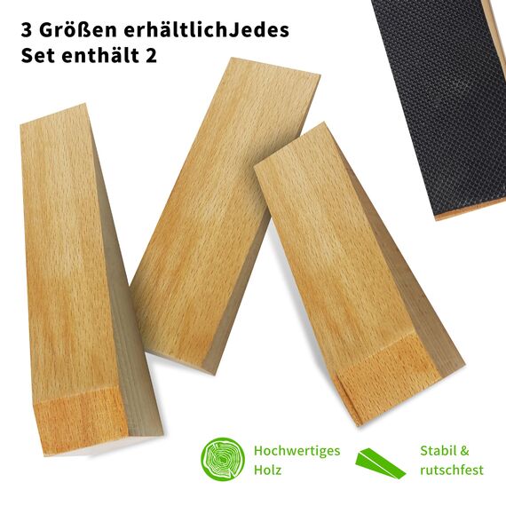 2er Pack Holz-Türstopper - Fester Türstopper boden -Rutschfeste Türstoppers boden für alle Türtypen und Böden - Jeder Türkeile 0,6 Zoll dick, 4,7 Zoll lang mit Gummi - Door Stopper