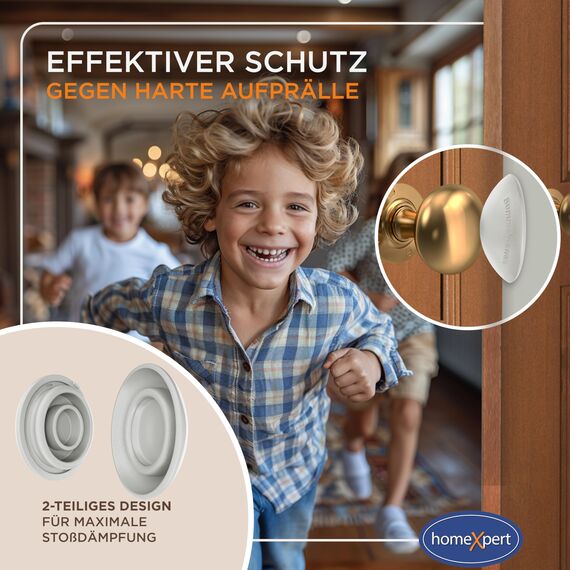 homeXpert Türstopper Wand Grau selbstklebend [10 Stück] - Ø 40 mm - kleiner Wandpuffer für Wandschutz - Türpuffer Wand für Türanschlag, Türgriffschutz, Türklinken Stopper
