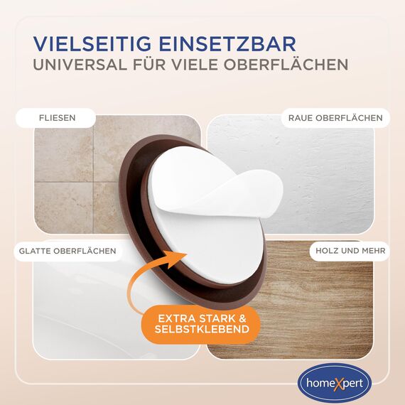 homeXpert Türstopper Wand Braun selbstklebend [10 Stück] - Ø 40 mm - kleiner Wandpuffer für Wandschutz - Türpuffer Wand für Türanschlag, Türgriffschutz, Türklinken Stopper
