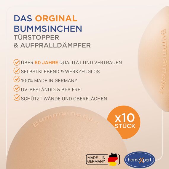 homeXpert Türstopper Wand Beige selbstklebend [10 Stück] - Ø 40 mm - kleiner Wandpuffer für Wandschutz - Türpuffer Wand für Türanschlag, Türgriffschutz, Türklinken Stopper