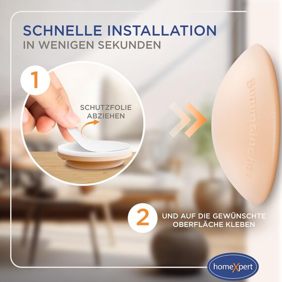 homeXpert Türstopper Wand Beige selbstklebend [10 Stück] - Ø 40 mm - kleiner Wandpuffer für Wandschutz - Türpuffer Wand für Türanschlag, Türgriffschutz, Türklinken Stopper