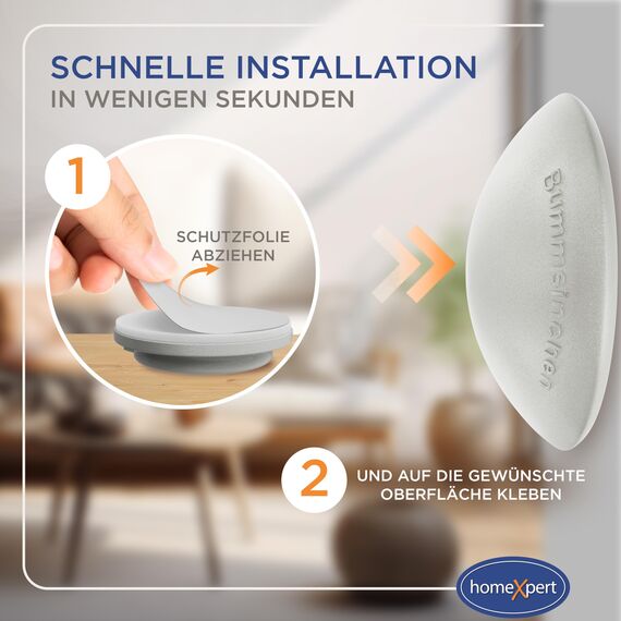 homeXpert Türstopper Wand Grau selbstklebend [10 Stück] - Ø 40 mm - kleiner Wandpuffer für Wandschutz - Türpuffer Wand für Türanschlag, Türgriffschutz, Türklinken Stopper