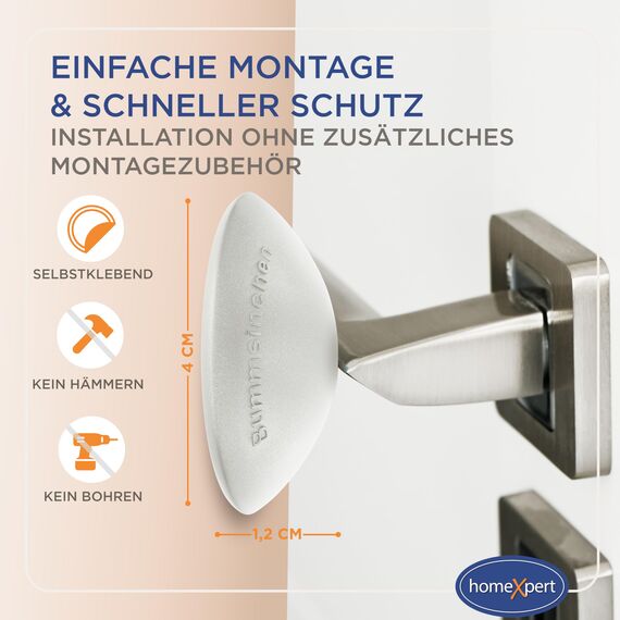 homeXpert Türstopper Wand Grau selbstklebend [10 Stück] - Ø 40 mm - kleiner Wandpuffer für Wandschutz - Türpuffer Wand für Türanschlag, Türgriffschutz, Türklinken Stopper