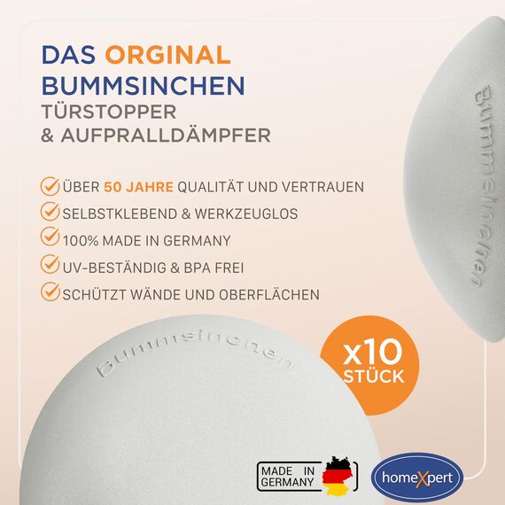 homeXpert Türstopper Wand Grau selbstklebend [10 Stück] - Ø 40 mm - kleiner Wandpuffer für Wandschutz - Türpuffer Wand für Türanschlag, Türgriffschutz, Türklinken Stopper