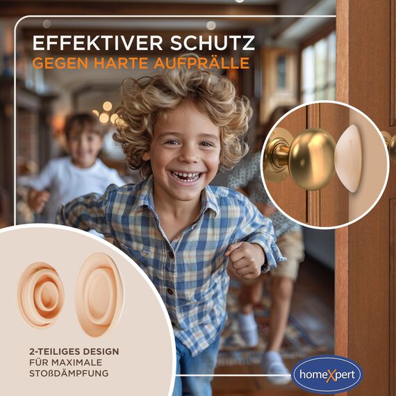 homeXpert Türstopper Wand Beige selbstklebend [10 Stück] - Ø 40 mm - kleiner Wandpuffer für Wandschutz - Türpuffer Wand für Türanschlag, Türgriffschutz, Türklinken Stopper