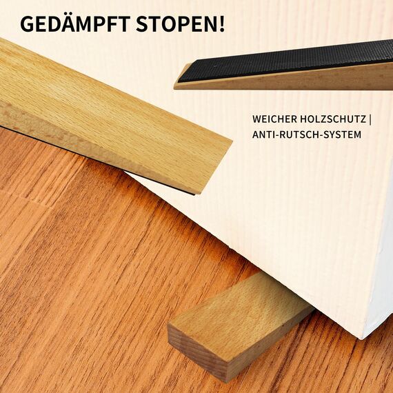 2er Pack Holz-Türstopper - Fester Türstopper boden -Rutschfeste Türstoppers boden für alle Türtypen und Böden - Jeder Türkeile 0,6 Zoll dick, 4,7 Zoll lang mit Gummi - Door Stopper