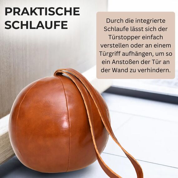 TOPANBIETER 999 Dekorativer Türstopper PU Lederball mit Schlaufe Türhalter Fensterpuffer Bodenstopper Tür Stopper (PU Lederball mit Schlaufe)