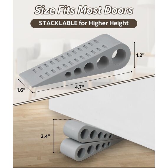 Optish 4 Stück Türstopper Keil für alle Böden, Türkeil Stapelbar Hochleistungs, Gummikeil, Türkeile Rutschfest Gummi Schädigt den Boden Nicht, Türstopper Gummi für Haus, Büro und Schule, Gray