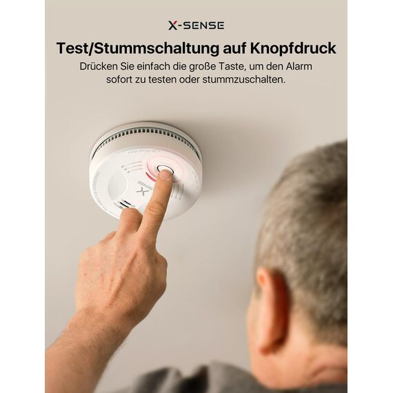X-Sense Rauchmelder mit 10 Jahre Batterie und Magnethalterung, Feuermelder, TÜV Rheinland-Zertifiziert, mit Stummschalt- und Selbsttest-Funktion, SD11, 1er Set