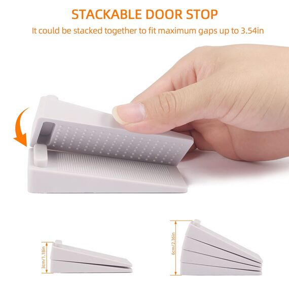 Türstopper, Yosemy 4 Stück Gummi Türkeil Rutschfest Höhenverstellbar Fensterstopper Keil, Ungiftig Kein Unangenehmer Geruch,Verwendet auf Badezimmer, Balkontür, Kinderzimmer(Hellgrau)