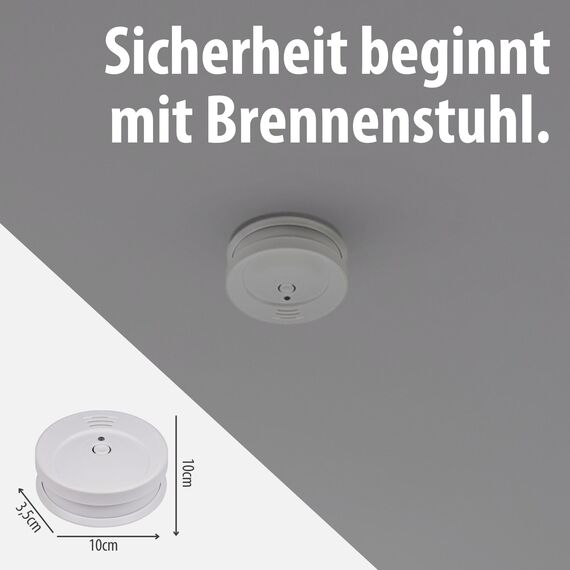 Brennenstuhl Rauchmelder RM C 9010 mit austauschbarer Batterie (geprüft nach EN 14604, durchdringendes Alarmsignal) weiß