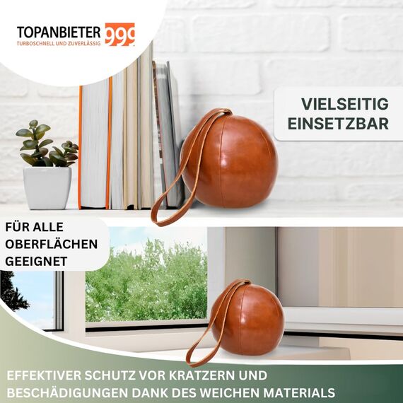 TOPANBIETER 999 Dekorativer Türstopper PU Lederball mit Schlaufe Türhalter Fensterpuffer Bodenstopper Tür Stopper (PU Lederball mit Schlaufe)