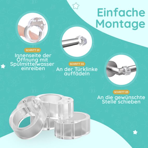 Türstopper Klinke [6 Stück] – Türklinkenpuffer transparent aus Silikon, Türgriff Stopper & Türklinken Stopper – Wandschutz Türklinke & Türgriff Schutz, Türstopper Griff