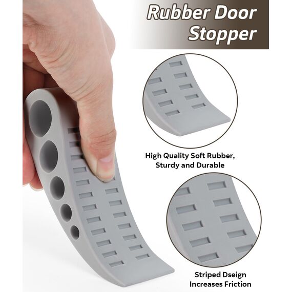 Optish 4 Stück Türstopper Keil für alle Böden, Türkeil Stapelbar Hochleistungs, Gummikeil, Türkeile Rutschfest Gummi Schädigt den Boden Nicht, Türstopper Gummi für Haus, Büro und Schule, Gray