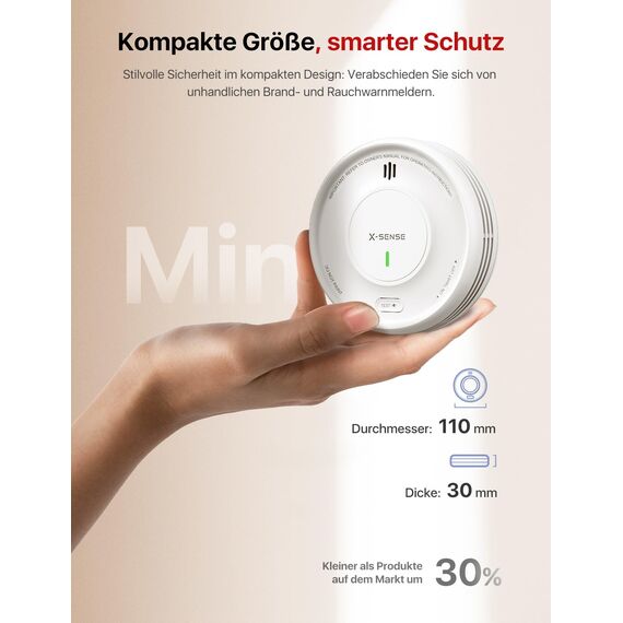 X-Sense Smart Rauchmelder WLAN mit Magnethalterung, vernetzter Feuermelder mit Basisstation SBS50, App-Funktion, Home-Assistant-kompatibel, austauschbare Batterie, XS0D-MR61