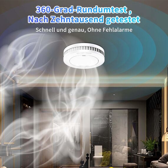 XINDUM Rauchmelder mit Starkere Magnethalterung 6er Set, 10 Jahre Batterie Feuermelder, TÜV Rheinland-Zertifiziert, Rauchwarnmelder, Standalone, Weiß