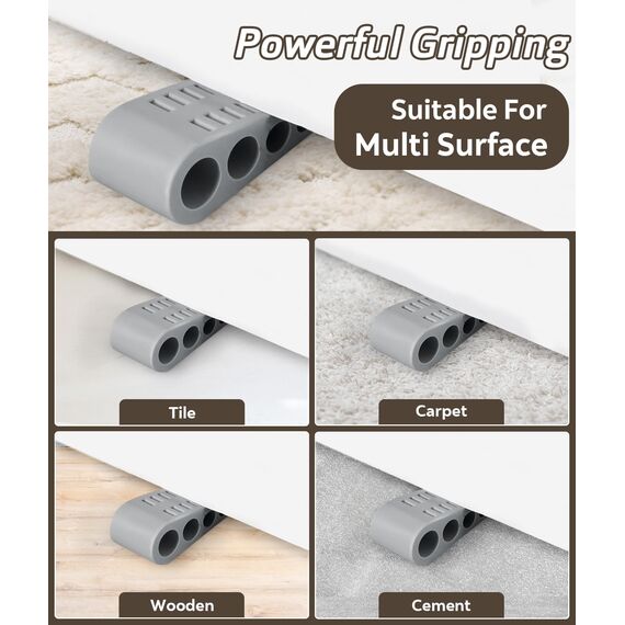 Optish 4 Stück Türstopper Keil für alle Böden, Türkeil Stapelbar Hochleistungs, Gummikeil, Türkeile Rutschfest Gummi Schädigt den Boden Nicht, Türstopper Gummi für Haus, Büro und Schule, Gray