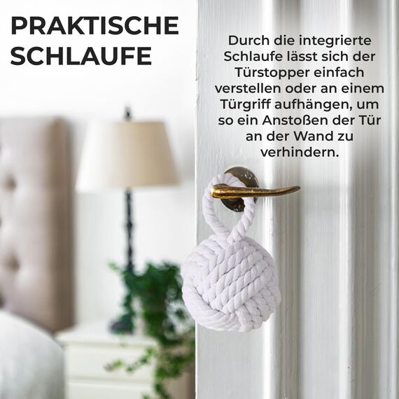 TOPANBIETER 999 2er Set Deko Türstopper Jute für den Boden und als Schutz für die Wand Türhalter Fenterpuffer Bodenstopper Tür Stopper Seemannsknoten Sack für Klinke geeignet