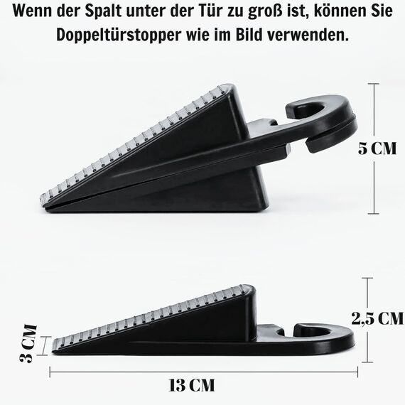 HOPS 5er Set Türstopper Boden - Türkeil, Door Stopper, Kunststoff Keile, Schwarz, Türhalter, Gummi