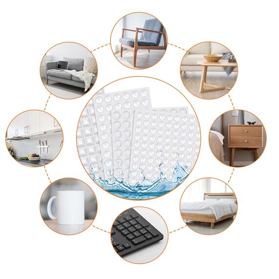 SEPGLITTER 206 Stück Anschlagpuffer Selbstklebend Elastikpuffer Türpuffer Transparent Anschlagdämpfer Gummipuffer Schutzpuffer Große Größe Möbel Sound Impact Dämpfung für Türen Schränke Tastatur