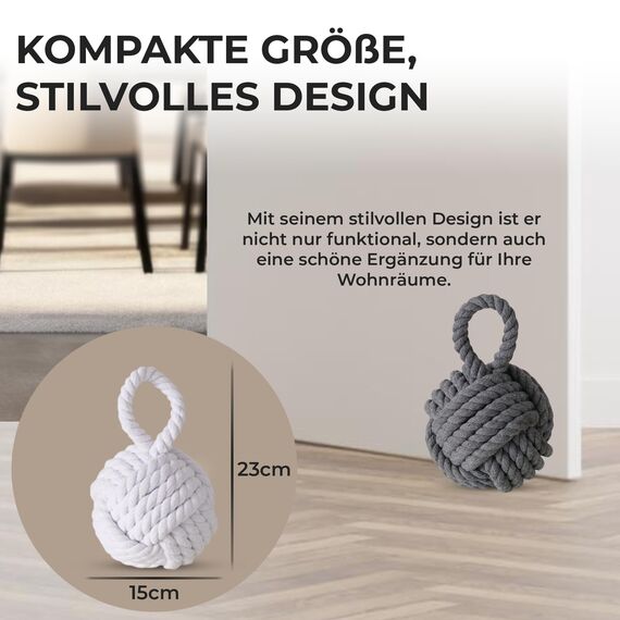 TOPANBIETER 999 2er Set Deko Türstopper Jute für den Boden und als Schutz für die Wand Türhalter Fenterpuffer Bodenstopper Tür Stopper Seemannsknoten Sack für Klinke geeignet