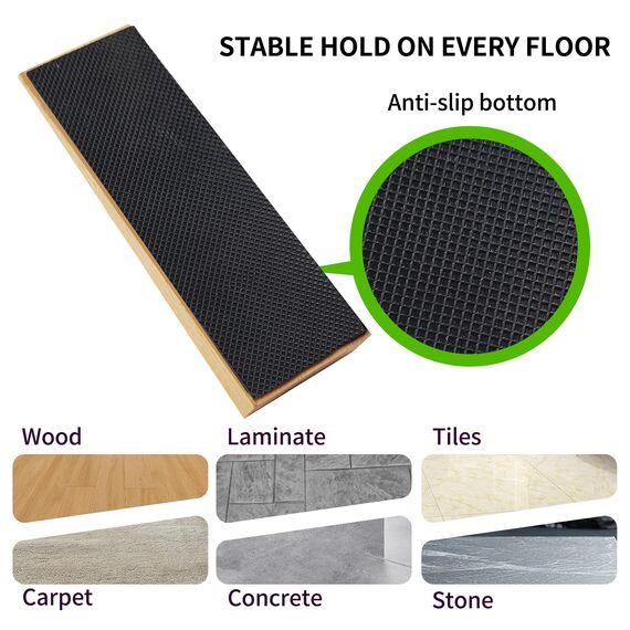 2er Pack Holz-Türstopper - Rutschfeste Türstoppers boden für alle Türtypen und Oberflächen - Jeder Türkeile 1,4 Zoll dick, 4,3 Zoll lang mit Gummi - Door Stopper