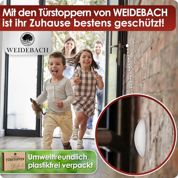 WEIDEBACH® 12x dezente Türstopper Wand, weiße Türpuffer, 40x8 mm selbstklebend, Elastikpuffer für jede Oberfläche, Gummistopper, Türpuffer Wand, Puffer