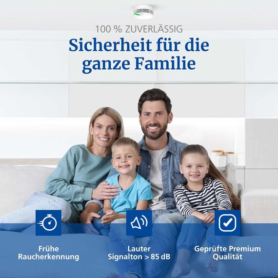 Hekatron Genius Plus – Rauchmelder 10 Jahre Batterie – Testsieger Stiftung Warentest – Made in Germany – inkl. 2X Klebepad – App-unterstützt – Feuermelder – mehrsprachig – 2 Stück